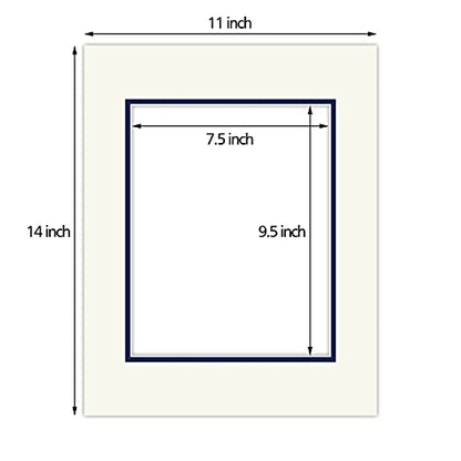 5 Pack Double mat 11x14 For 8x10 Photo Ivory Over Blue (5 Count)