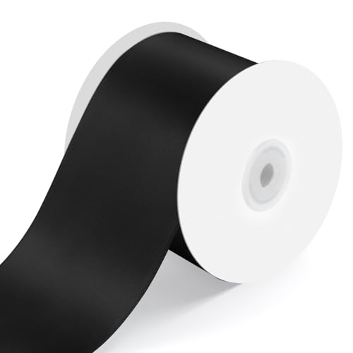 3" x 25 Yards Black Satin Ribbon Crafts Gift Wrapping