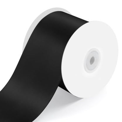 3" x 25 Yards Black Satin Ribbon Crafts Gift Wrapping