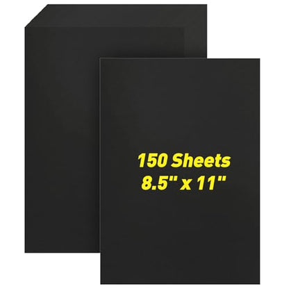 8.5" x 11" Black Colored Cardstock Bulk 150 Sheets Construction Paper Card Stock Printer Paper for DIY Art Crafts