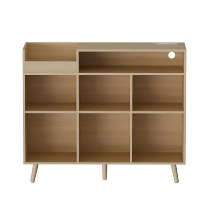 Large Record Player Stand with Vinyl Storage Cabinet