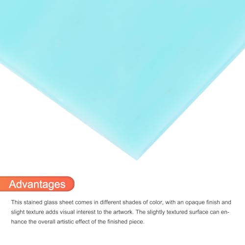 2 Pcs Stained Glass Sheet Mosaic Tile 7.9 Inch x 5.9 Inch Sky Blue Stained Glass Sheets for Crafts DIY Art Project