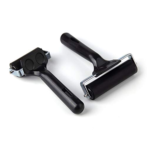 2Pcs Rubber Roller Brayer Rollers Hard Rubber 4 and 2.2 Inch for Printmaking