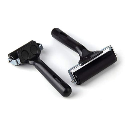 2Pcs Rubber Roller Brayer Rollers Hard Rubber 4 and 2.2 Inch for Printmaking