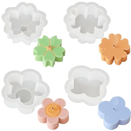 3 Pack Flower Silicone Molds for Candle (4 Count)