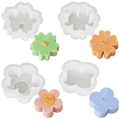 3 Pack Flower Silicone Molds for Candle (4 Count)