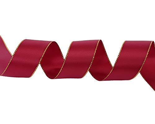 1" Inch Double Faced Satin Ribbon 25 Yards with Gold Edges