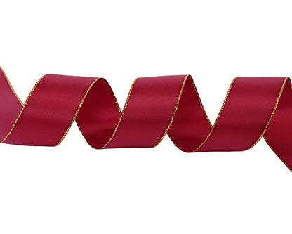 1" Inch Double Faced Satin Ribbon 25 Yards with Gold Edges