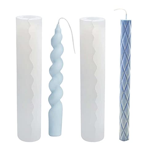 2 Pack Diamond Cylinder Twist Candle Mold (2 Count)