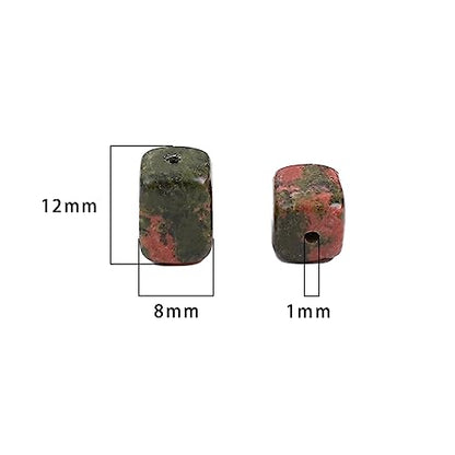 Natural Unakite Cuboid Stone Loose Semi Gemstone Beads for Jewelry Making 8mmx12mm 38cm (33 Count)