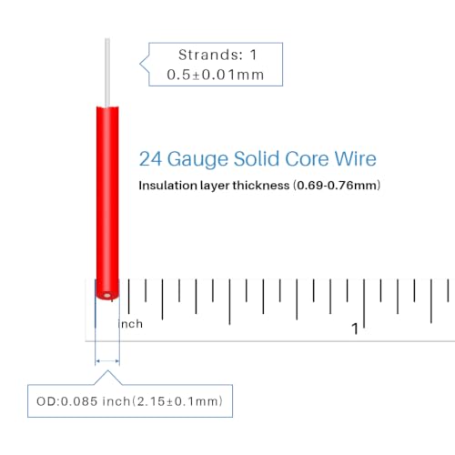24 Gauge PVC 1007 Solid Electric Wire Red and Black Each 100 ft 24 AWG 1007 Hook Up Tinned Copper Wire