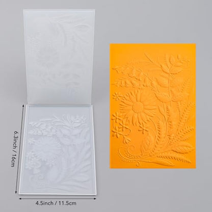 3D Embossing Folders Sunflowers Leaves Textured for Card Making