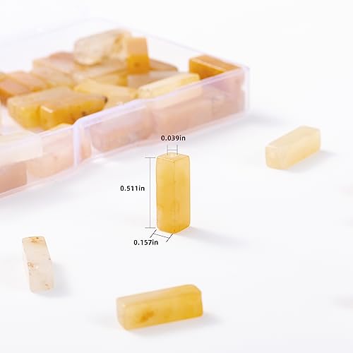 Natural Yellow Jade Rectangle Tube Beads 4x13mm 38cm (28 Count)