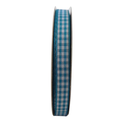 Vivid Blue and White Woven Edge Plaid Ribbon 100% Polyester Gingham Ribbon 25 Yards Each Roll (75 Foot)