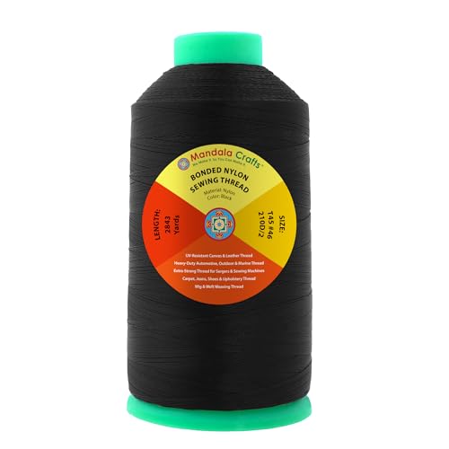 Size 46 210D T45 Black Bonded Nylon Thread