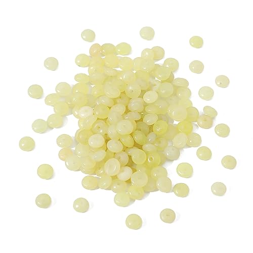 Natural Lemon Jade Disk Stone Beads 4x2mm 160pcs Rondelle Loose Semi Gemstone Beads for Jewelry Making Design (160 Count)