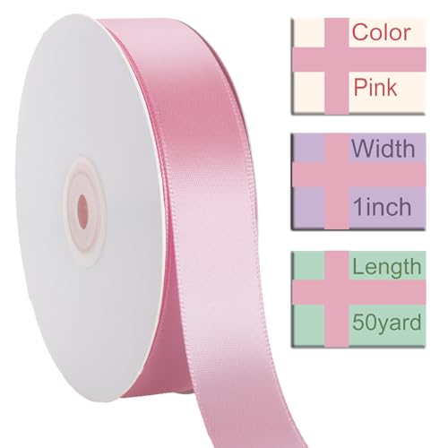 1 Inch Pink Ribbon 50Yards