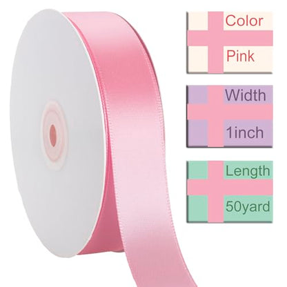 1 Inch Pink Ribbon 50Yards