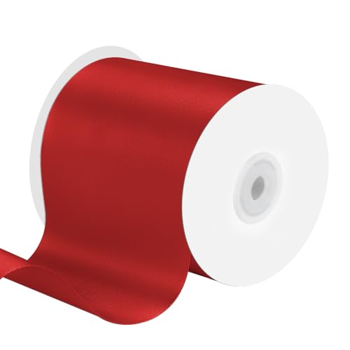 4" x 25 Yards Red Satin Ribbon Crafts Gift Wrapping (75 Foot)