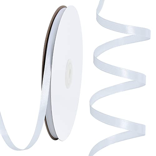 100 Yards 1 4 Inch White Satin Ribbon Thin Gift Wrapping Ribbon (300 Foot)