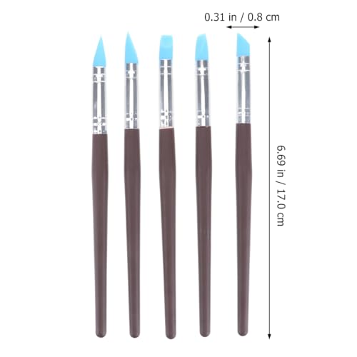 5pcs Artist Paint Brush Set Silicon Brushes for Painting Masking Fluid Clay Molding (5 Count)