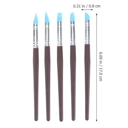 5pcs Artist Paint Brush Set Silicon Brushes for Painting Masking Fluid Clay Molding (5 Count)