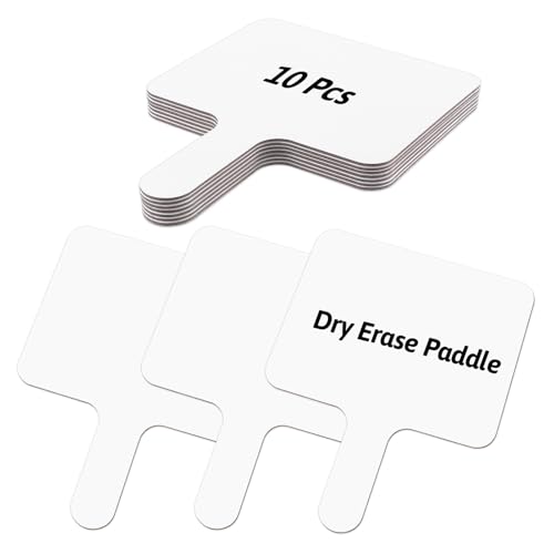 10 Pcs Dry Erase Answer Paddles 10x8 Inch Handheld White Boards Mini Double Sided Dry Erase Signs Small Auction Paddles for Students Teachers Office Classroom Meeting Voting Family Games Party (10 Count)