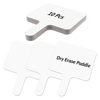 10 Pcs Dry Erase Answer Paddles 10x8 Inch Handheld White Boards Mini Double Sided Dry Erase Signs Small Auction Paddles for Students Teachers Office Classroom Meeting Voting Family Games Party (10 Count)