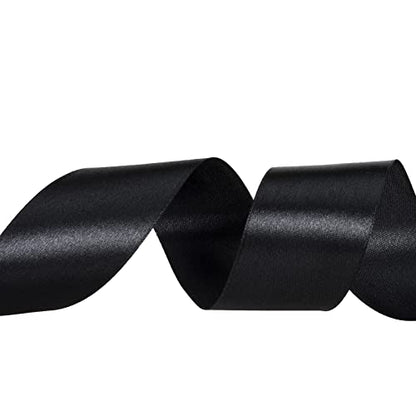 1 1 2 Inch Black Solid Satin Ribbon for Gift Wrapping (150 Foot)