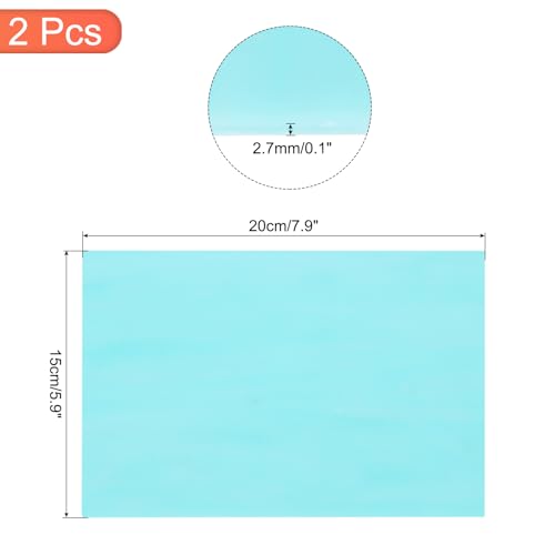 2 Pcs Stained Glass Sheet Mosaic Tile 7.9 Inch x 5.9 Inch Sky Blue Stained Glass Sheets for Crafts DIY Art Project