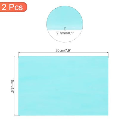 2 Pcs Stained Glass Sheet Mosaic Tile 7.9 Inch x 5.9 Inch Sky Blue Stained Glass Sheets for Crafts DIY Art Project