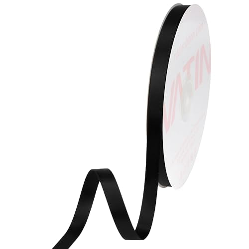 3 8 inches Double Faced Black Polyester Satin Ribbon (150 Foot)