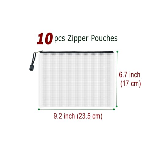 10 Pcs Zipper File Bags (10 Count)