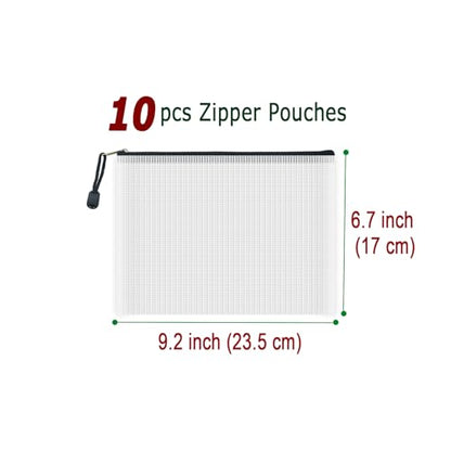 10 Pcs Zipper File Bags (10 Count)