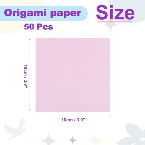 3.9x3.9" Origami Paper Large 7 Colors Pink Square 50 Sheets (100 Count)