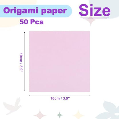 3.9x3.9" Origami Paper Large 7 Colors Pink Square 50 Sheets (100 Count)