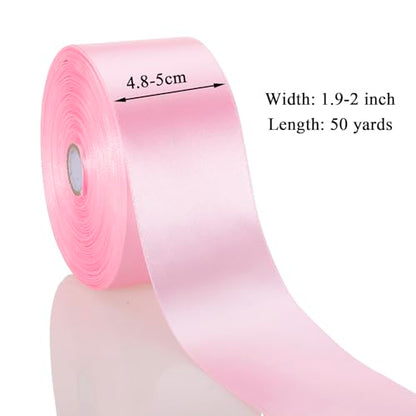 2 Inch Pink Solid Satin Ribbon for Gift Wrapping