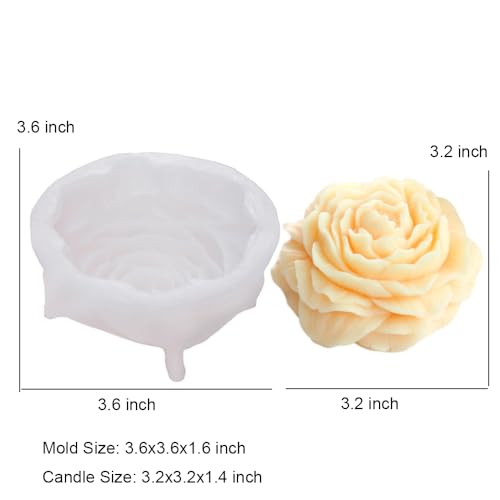 2 Pack 3.5 Inch 6.7 Inch Peony Silicone Mold