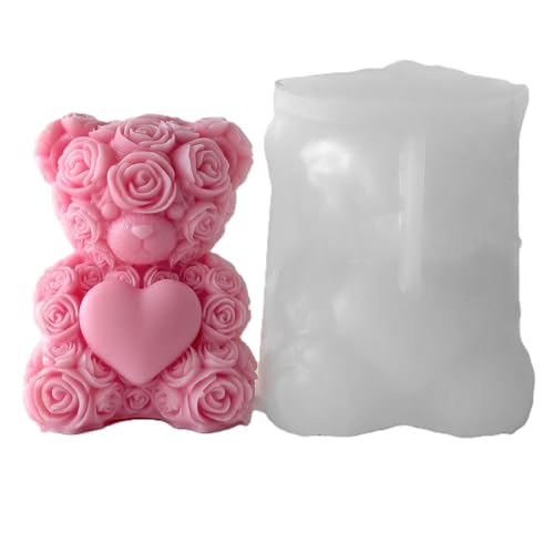Large Rose Bear Candle Mold