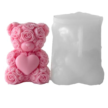 Large Rose Bear Candle Mold