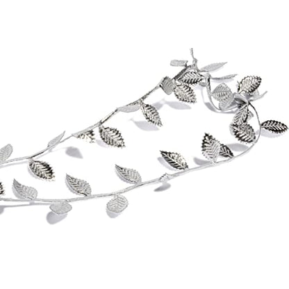 Silver Leaves Leaf Ribbon Trim Rope (60 Foot)