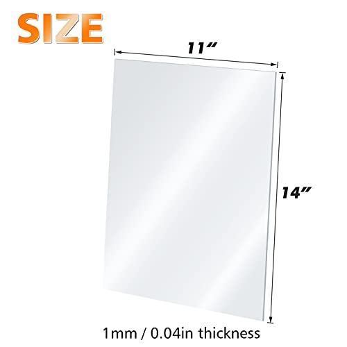 Plexiglass Sheets Acrylic Sheets 4 Pack of 11x14’’ 0.04 Thick Clear Plastic Cast Transparent Plexi Glass for Crafting Projects
