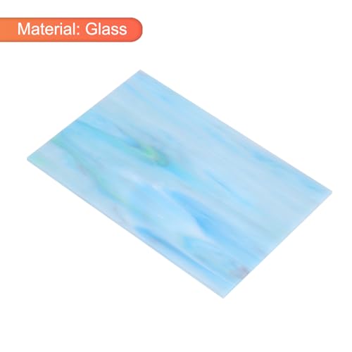2 Pcs Stained Glass Sheet Mosaic Tile 7.9 Inch x 5.9 Inch Teal Stained Glass Sheets for Crafts DIY Art Project