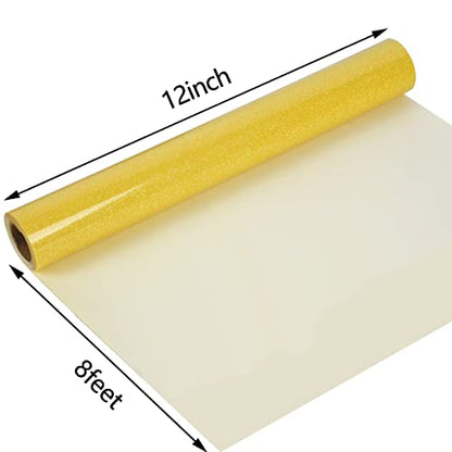 Heat Transfer Vinyl Glow Gold Glitter HTV Rolls