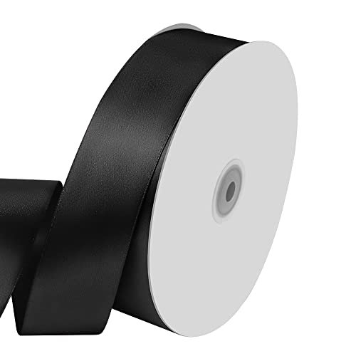 1-1/2" x 100 Yards Black Satin Ribbon Crafts Gift Wrapping (300 Foot)
