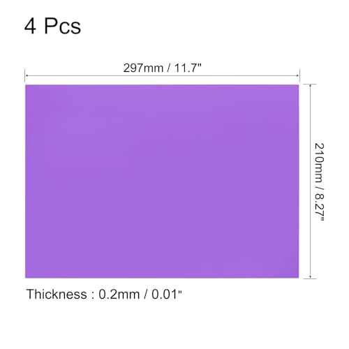 4Pcs A4 Gel Light Lighting Filter Overlay Transparent Color Correction Plastic Vinyl PVC Sheets Photography Television Purple (4 Count)