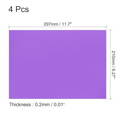 4Pcs A4 Gel Light Lighting Filter Overlay Transparent Color Correction Plastic Vinyl PVC Sheets Photography Television Purple (4 Count)