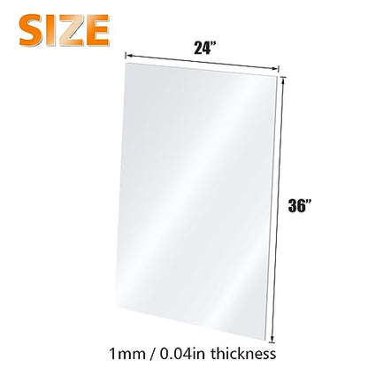Plexiglass Sheets Acrylic Sheets 6 Pack of 24x36’’ 0.04 Thickness 1mm Clear Plastic Cast Transparent Plexi Glass for Crafting DIY Projects
