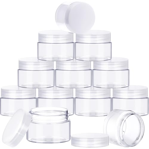 12 Pack Plastic Container Jars with Lids Round Clear Travel Cosmetic Container Jars for Toiletries (12 Count)