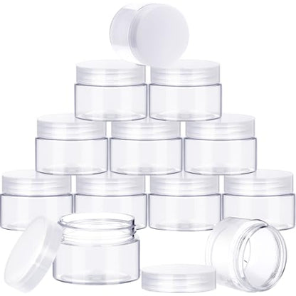 12 Pack Plastic Container Jars with Lids Round Clear Travel Cosmetic Container Jars for Toiletries (12 Count)